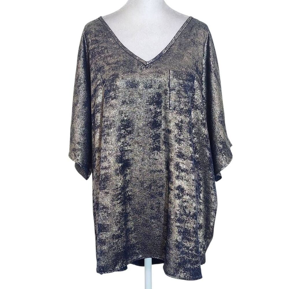 Jodifl Oversized Gold Short Sleeve Top Size Large Metallic Gold Oversized Top
